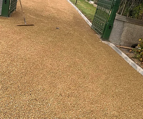 Gold chip driveway being laid in Wexford